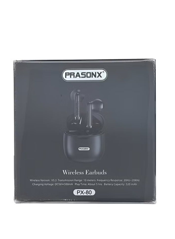 PRASONX PX80 Wireless Earphones Bluetooth 5.3 - Black - Image 1