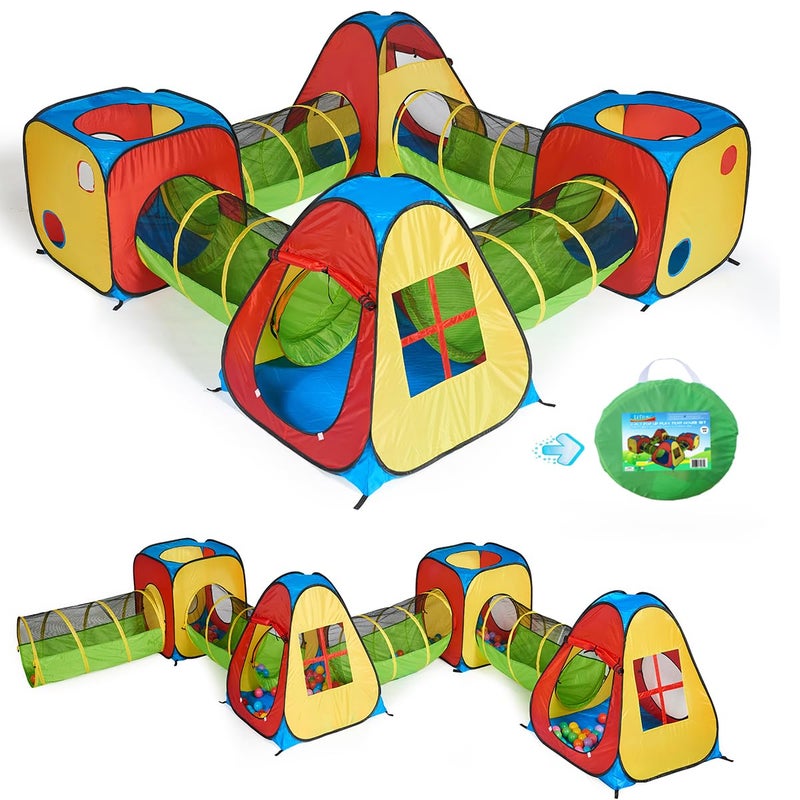 UTEX 8 in 1 Pop Up Children Play Tent House with 4 Tunnel 4 Tents for Boys Girls Babies and Toddlers for Indoor and Outdoor Use - Image 2
