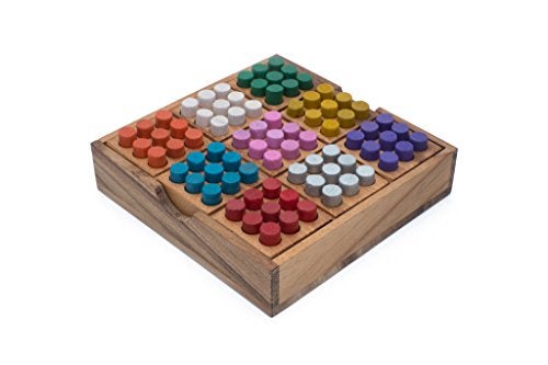 SiamMandalay Wood Colored Sudoku Board (Travel Set): STEM Traditional Family Game Math Brain Teaser Toys Educational Rainbow Sudoku Game Set - Image 2