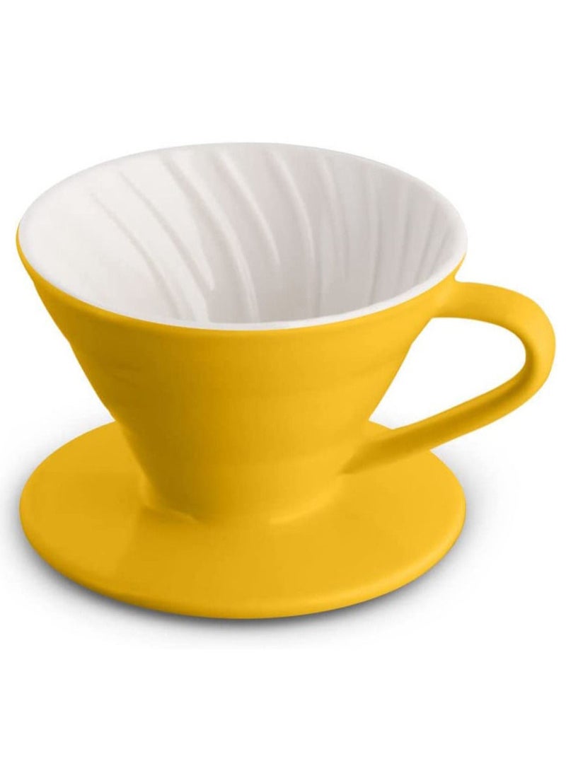 MIBRU V60 Ceramic Dripper 1-2 Cup Made of High Fired Ceramic Material Pour Over Coffee Maker Slow Brewing Home Office Cafe Strong Flavour Brewer Yellow Size 01 - Image 2