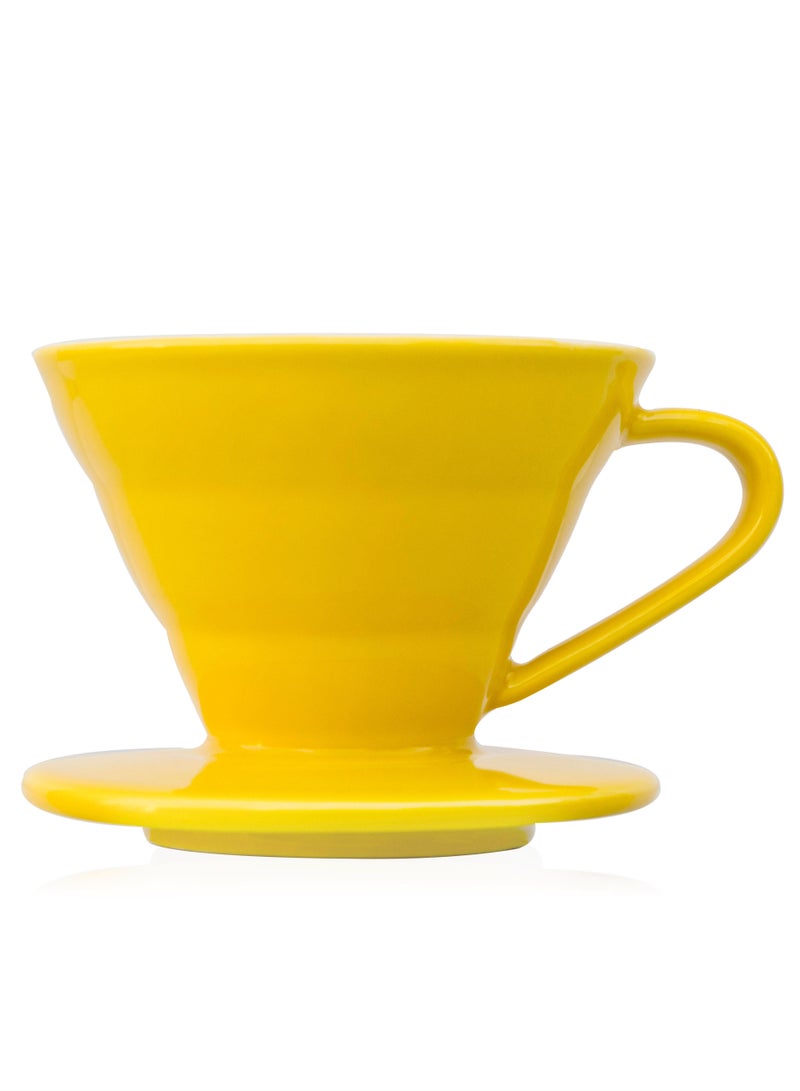 MIBRU V60 Ceramic Dripper 1-2 Cup Made of High Fired Ceramic Material Pour Over Coffee Maker Slow Brewing Home Office Cafe Strong Flavour Brewer Yellow Size 01 - Image 1