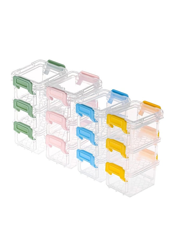 Generic - 12 Packs Small Storage Bins with Lids, Mini Stackable Plastic Storage Containers Colorful Bead Organizer Latch Box Small Containers for Organizing Craft, Small Items4 Color - Image 1