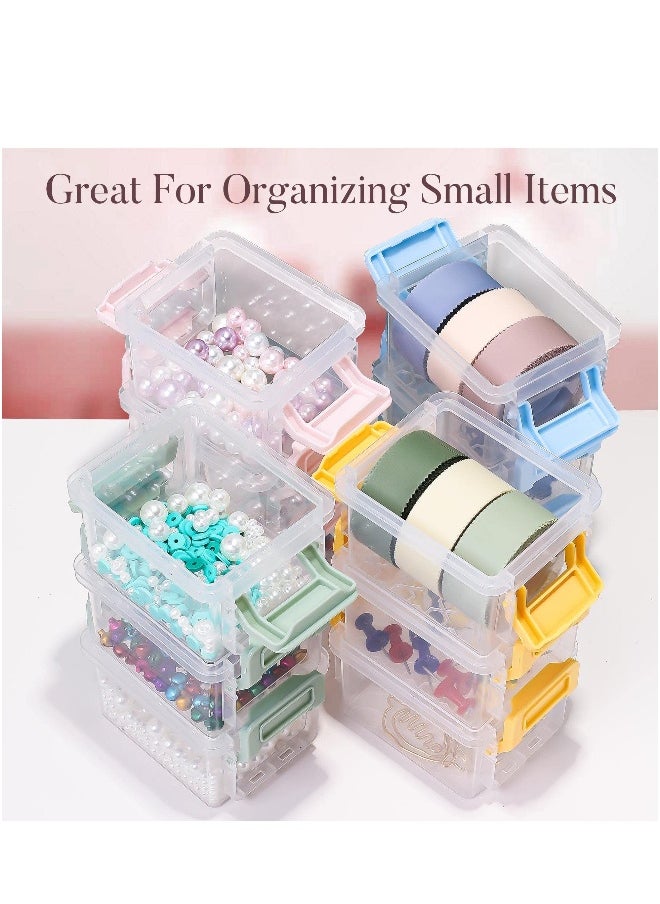 Generic - 12 Packs Small Storage Bins with Lids, Mini Stackable Plastic Storage Containers Colorful Bead Organizer Latch Box Small Containers for Organizing Craft, Small Items4 Color - Image 1