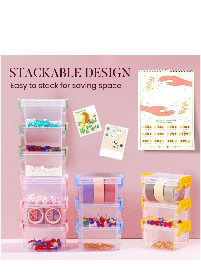 Generic - 12 Packs Small Storage Bins with Lids, Mini Stackable Plastic Storage Containers Colorful Bead Organizer Latch Box Small Containers for Organizing Craft, Small Items4 Color - Image 1