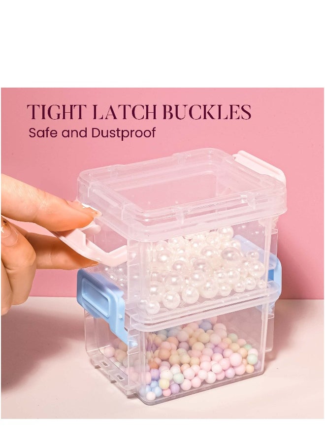 Generic - 12 Packs Small Storage Bins with Lids, Mini Stackable Plastic Storage Containers Colorful Bead Organizer Latch Box Small Containers for Organizing Craft, Small Items4 Color - Image 1