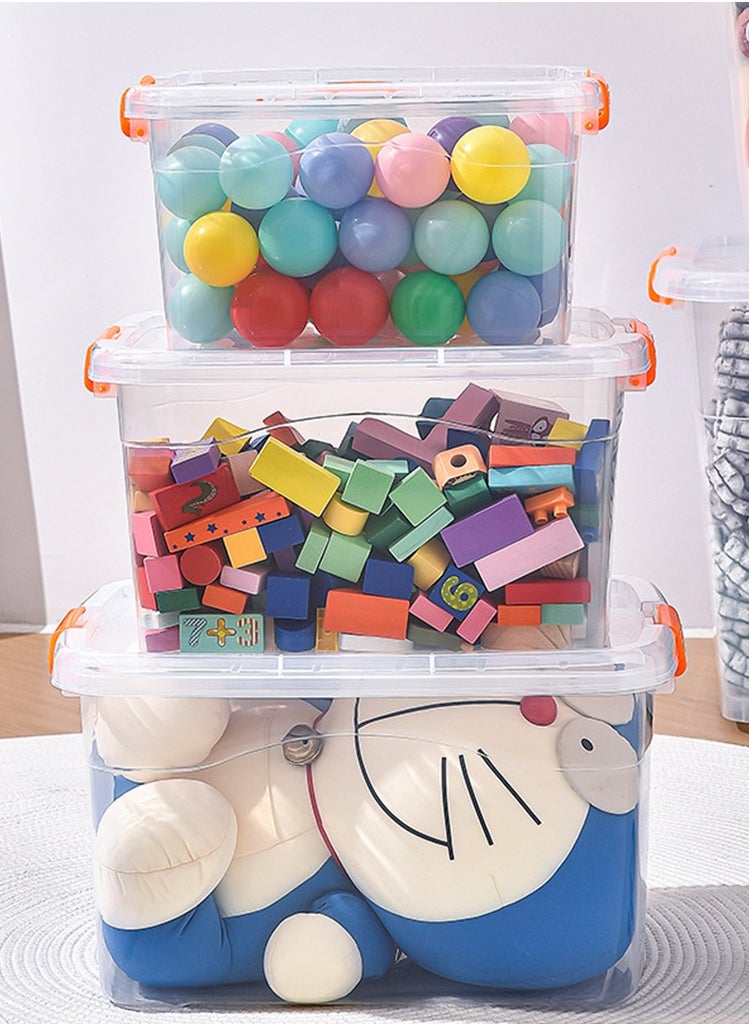 CityRiya-Long Storage Bins Clear Storage Box Stackable Storage Containers 29*21*17cm Ultra Latch Box Closet Organizers Plastic Storage Bin with Lid Storage Boxes for Organizing Toys, Clothes, Office  - Image 2