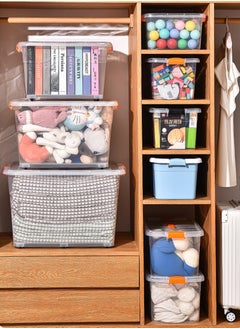 CityRiya-Long Storage Bins Clear Storage Box Stackable Storage Containers 29*21*17cm Ultra Latch Box Closet Organizers Plastic Storage Bin with Lid Storage Boxes for Organizing Toys, Clothes, Office  - Image 3