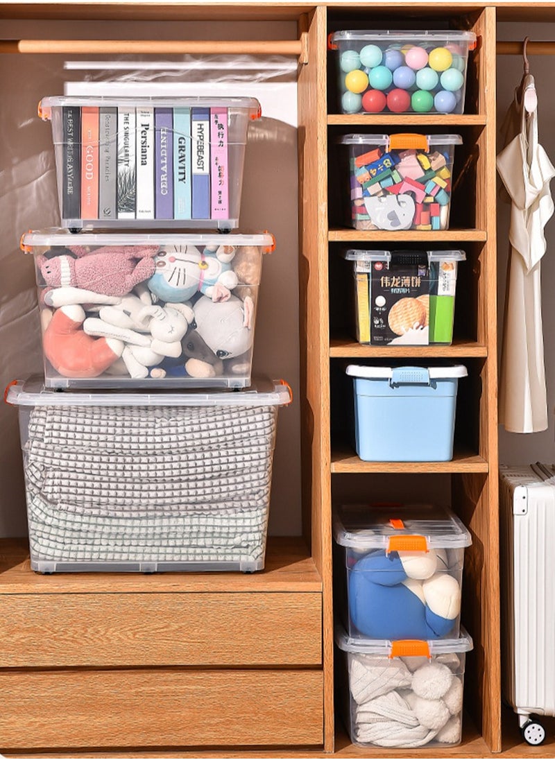 CityRiya-Long Storage Bins Clear Storage Box Stackable Storage Containers 29*21*17cm Ultra Latch Box Closet Organizers Plastic Storage Bin with Lid Storage Boxes for Organizing Toys, Clothes, Office  - Image 3