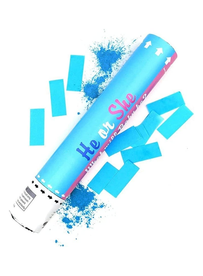 MARKQ Blue Gender Reveal Confetti Cannon with Tissue & Safe Powder Smoke, 30 cm Party Poppers for Pregnancy Announcement | Gender Reveal Confetti | Baby Boy Gender Reveal Party Supplies [1 Pack] - Image 1