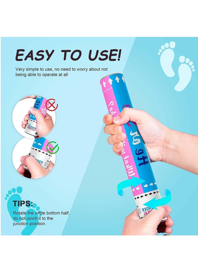MARKQ Blue Gender Reveal Confetti Cannon with Tissue & Safe Powder Smoke, 30 cm Party Poppers for Pregnancy Announcement | Gender Reveal Confetti | Baby Boy Gender Reveal Party Supplies [1 Pack] - Image 4