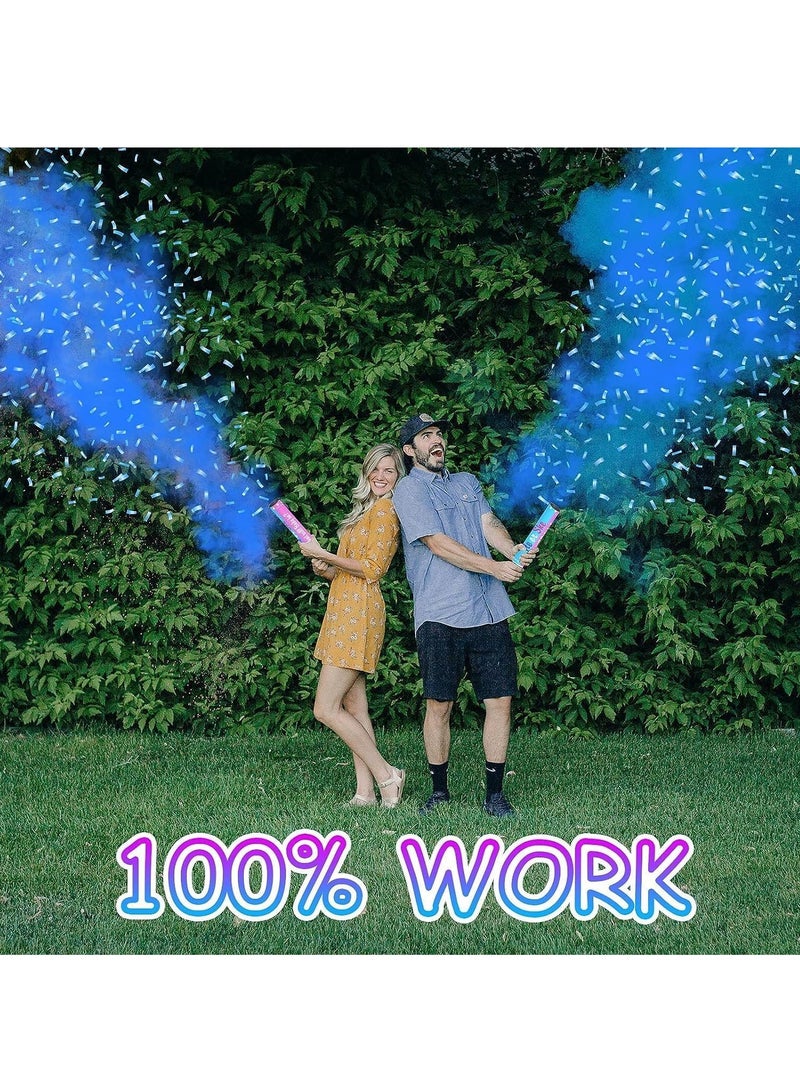 MARKQ Blue Gender Reveal Confetti Cannon with Tissue & Safe Powder Smoke, 30 cm Party Poppers for Pregnancy Announcement | Gender Reveal Confetti | Baby Boy Gender Reveal Party Supplies [1 Pack] - Image 5