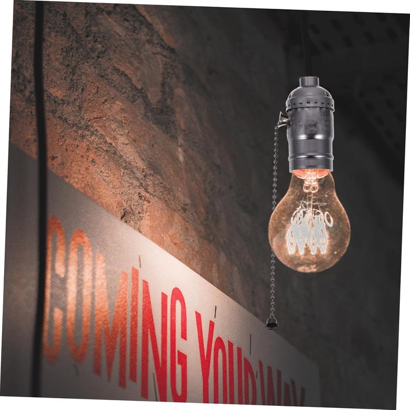Retro Aluminum Lamp Holder With Pull Switch For DIY Lighting Homes Offices - Image 3