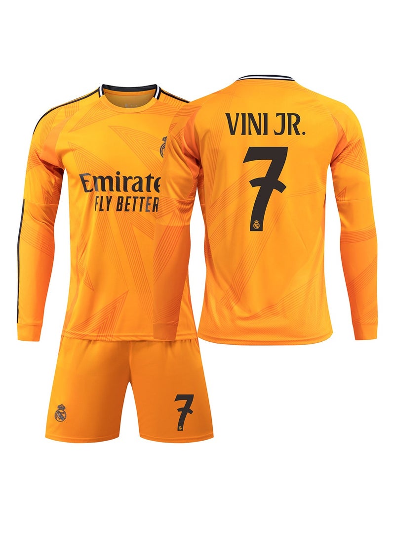 general 2024-2025 Real Madrid Away VINI JR# 7 Long Sleeve Soccer Training Uniform, Soccer Tracksuit Set, Soccer Jersey/Pants Set Kids Size and Adult Size, Gifts for Fans and Friends  - Image 1