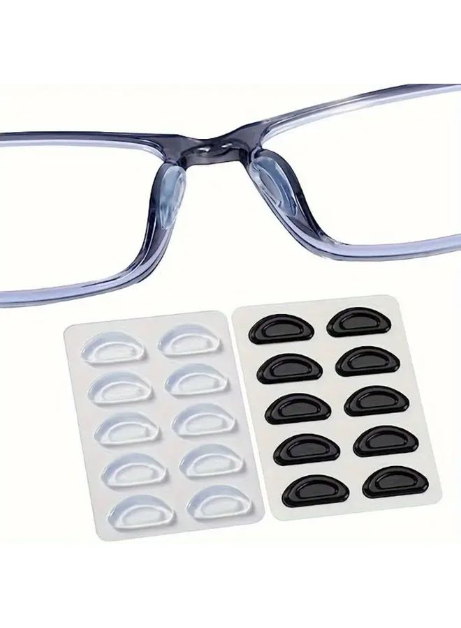 Black Silicone Anti Slip Eyewear Nose Pads 10pcs Office Outdoor Travel Accessories - Image 1