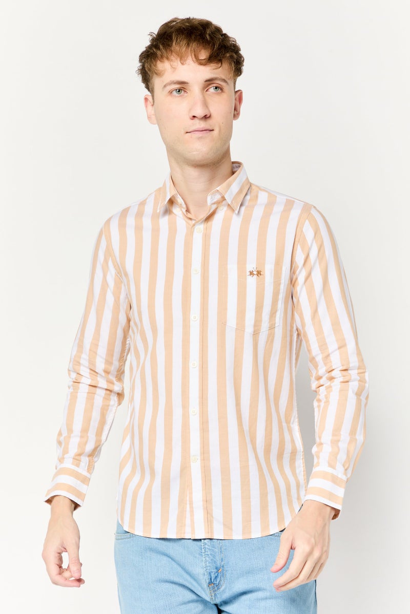 La Martina Men Regular Fit Stripe Long Sleeves Casual Shirt, Multicolor  - Image 1
