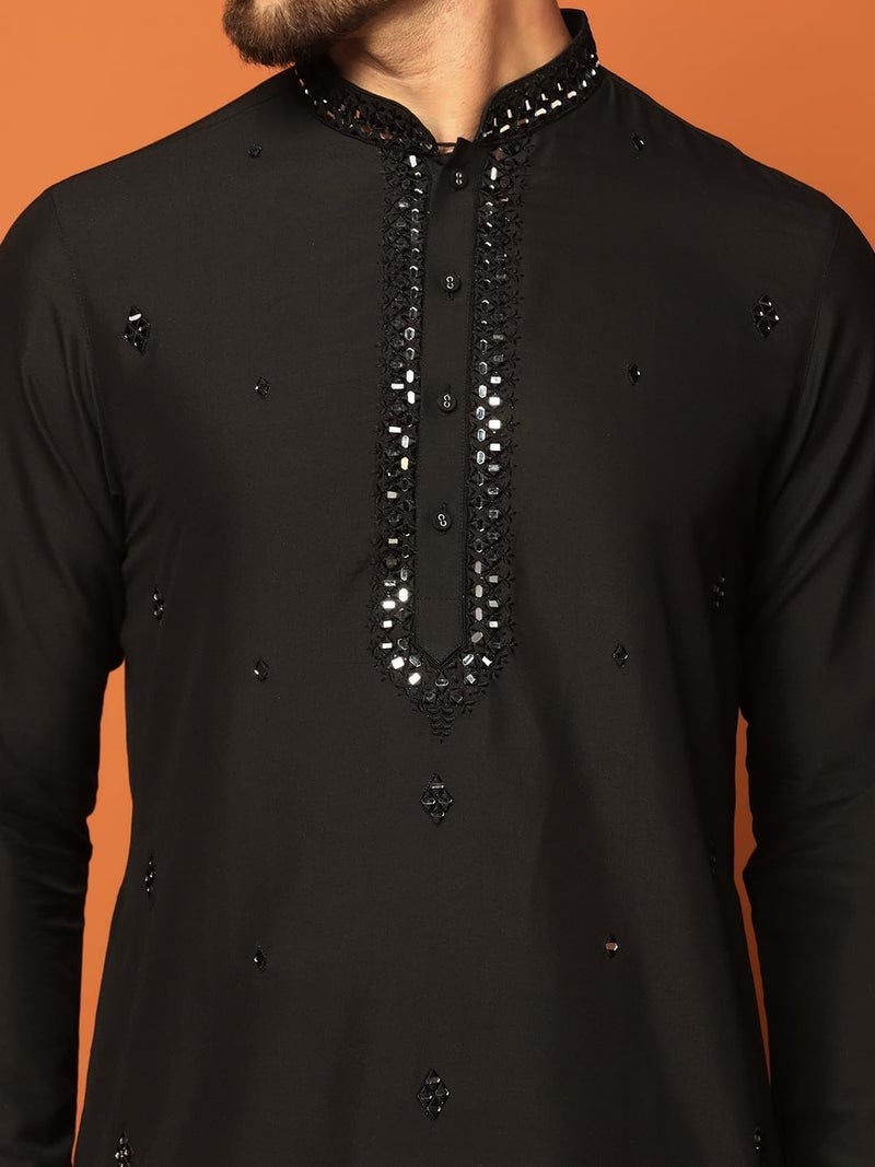 KISAH Mens Kurta – Cotton Blended Mirror Work Kurta - Traditional Ethnic Wear for Men for Weddings & Festivals - Image 4