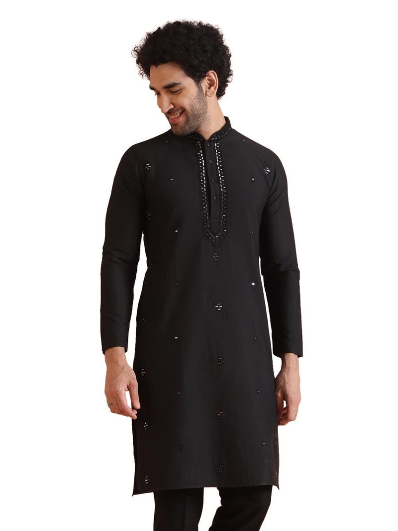 KISAH Mens Kurta – Cotton Blended Mirror Work Kurta - Traditional Ethnic Wear for Men for Weddings & Festivals - Image 1