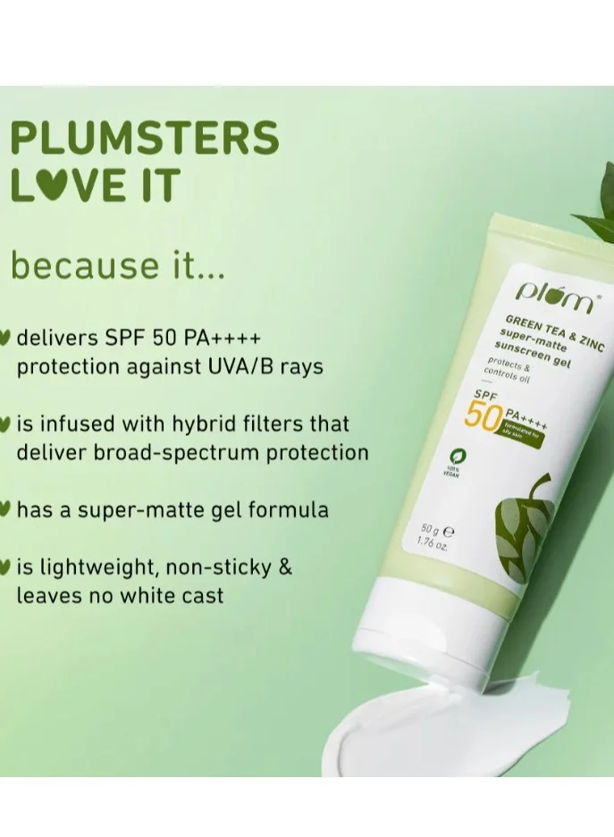 بلوم جل واقي الشمس بلوم بالشاي الأخضر والزنك سوبر-مات SPF 50 PA++++ للبشرة الدهنية.