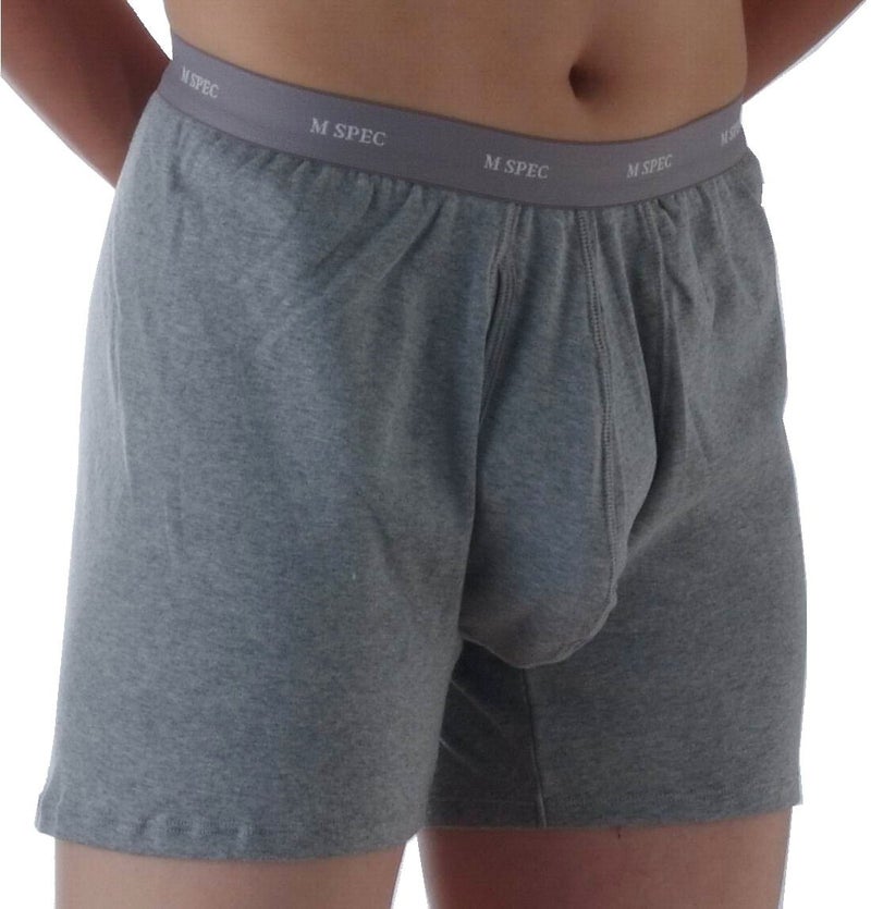 MSPEC Men's Knit Boxers 3D-Crotch Breathable/Comfortable MS-04 Grey-Moku L - Image 2