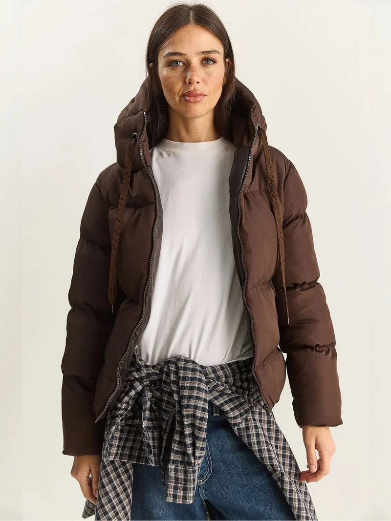 Bianco Lucci LUCCI Hooded Puffer Coat