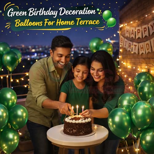 Propsicle Green Metallic Latex Balloons Pack of 50 for Jungle Safari Theme Birthday Decoration, Kids Party, Picnic Setup, Festival Decor, Bachelorette Decoration, Supports Air & Helium - Image 5