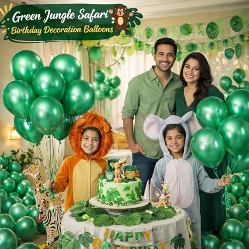 Propsicle Green Metallic Latex Balloons Pack of 50 for Jungle Safari Theme Birthday Decoration, Kids Party, Picnic Setup, Festival Decor, Bachelorette Decoration, Supports Air & Helium - Image 3