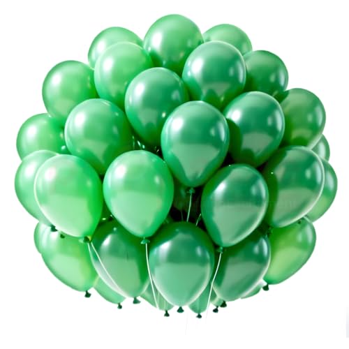 Propsicle Green Metallic Latex Balloons Pack of 50 for Jungle Safari Theme Birthday Decoration, Kids Party, Picnic Setup, Festival Decor, Bachelorette Decoration, Supports Air & Helium - Image 1