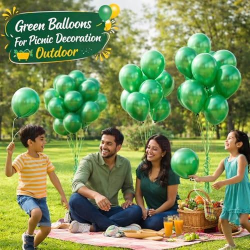 Propsicle Green Metallic Latex Balloons Pack of 50 for Jungle Safari Theme Birthday Decoration, Kids Party, Picnic Setup, Festival Decor, Bachelorette Decoration, Supports Air & Helium - Image 4