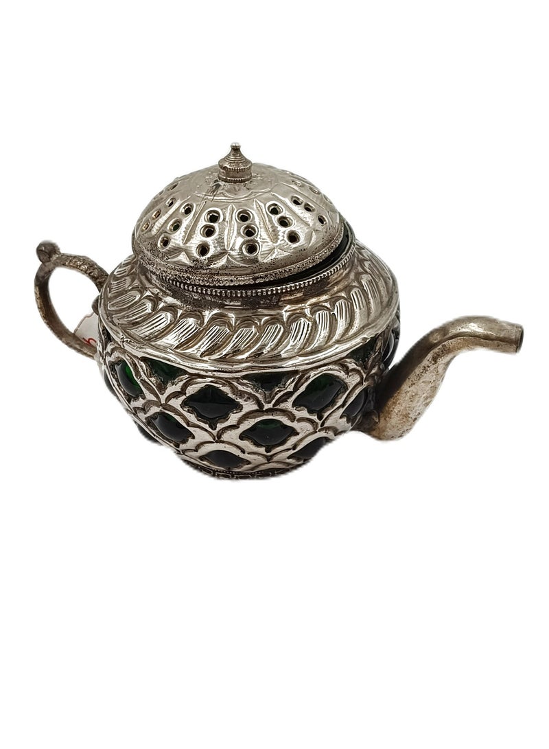 Antique Museum Persian Handmade Coffee Pot Arabic Design White Metal Work  - Image 2