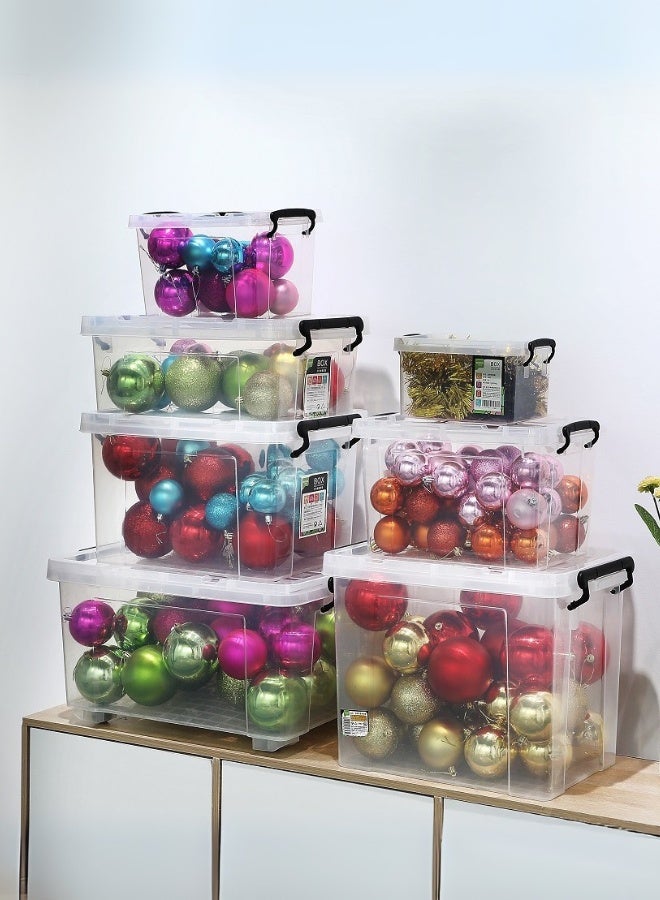 Marcolo Storage Box with Lid 28L | Clear Stackable Plastic Organizer with Secure Locks and Handle - Image 2