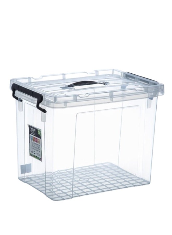 Marcolo Storage Box with Lid 28L | Clear Stackable Plastic Organizer with Secure Locks and Handle