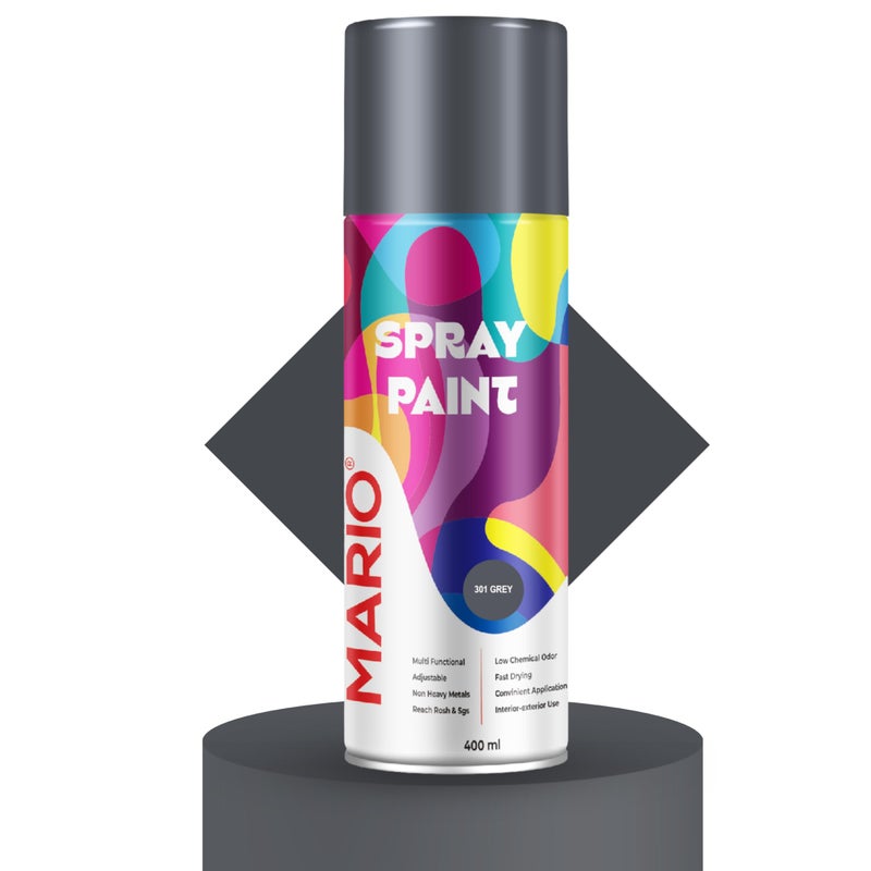 Mario Spray Paint – 301 Light Grey Matt (400ml) | Light Grey Matte Spray Paint for Automotive, Furniture & Walls | Smooth Finish - Image 4