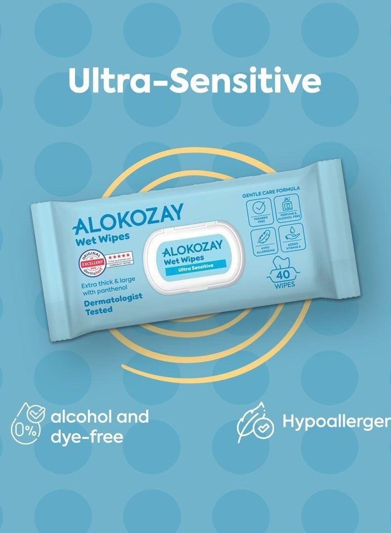 Alokozay Baby Wet Wipes Ultra-Sensitive Without Perfume 6 x 72 Wipes - Image 1