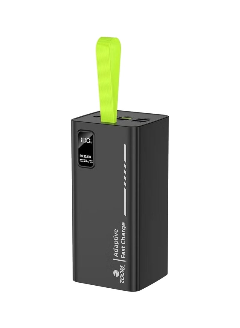 Zoom Plus MONSTRUO 50000mAh Power Bank, 22.5W Fast Charging Portable Charger with USB-C PD 20W and 4 USB-A Outputs, LED Digital Display, High-Capacity Battery Pack for iPhone, Samsung and Android (ZP50B, Black) - Image 1