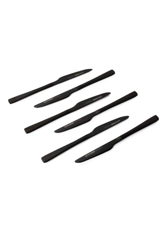 Life Smile 12pcs Cutlery Set, 18/10 Stainless Steel, Flatware Set, 12pcs Fruit Knife, Shine Black, for Home Kitchen, Mirror Polished - Dishwasher Safe - Image 2
