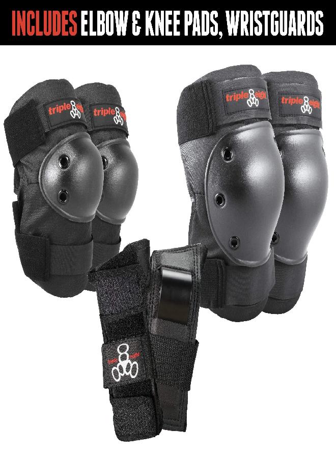 Eight Saver Series Pad Set With Kneesavers, Elbowsavers And Wristsavers, Medium, Black