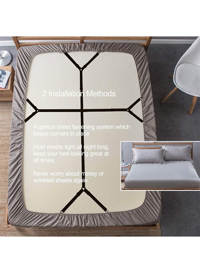 اتش واي 2 قطعة أحزمة حامل ملاءة السرير - أحزمة ملاءة قابلة للتعديل مشابك ملاءات السرير مثبتة تحافظ على الملاءات في مكانها ، أسود - Image 2