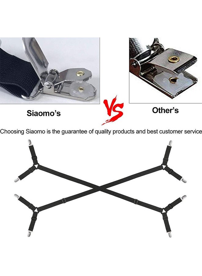 اتش واي 2 قطعة أحزمة حامل ملاءة السرير - أحزمة ملاءة قابلة للتعديل مشابك ملاءات السرير مثبتة تحافظ على الملاءات في مكانها ، أسود - Image 3