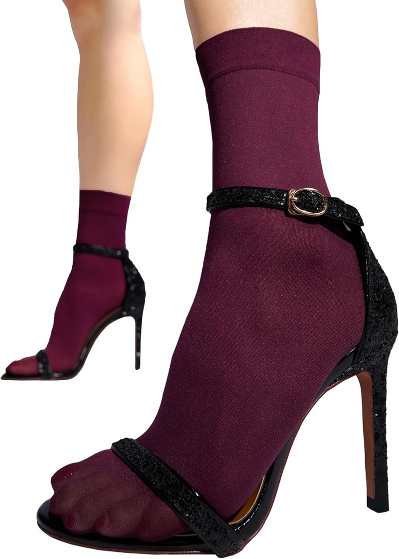 sofsy Italian High-Fashioned Ankle Socks - 40 Den Semi Sheer Nylon Stockings for Women | Durable, Soft, Low-Cut Design - Image 1