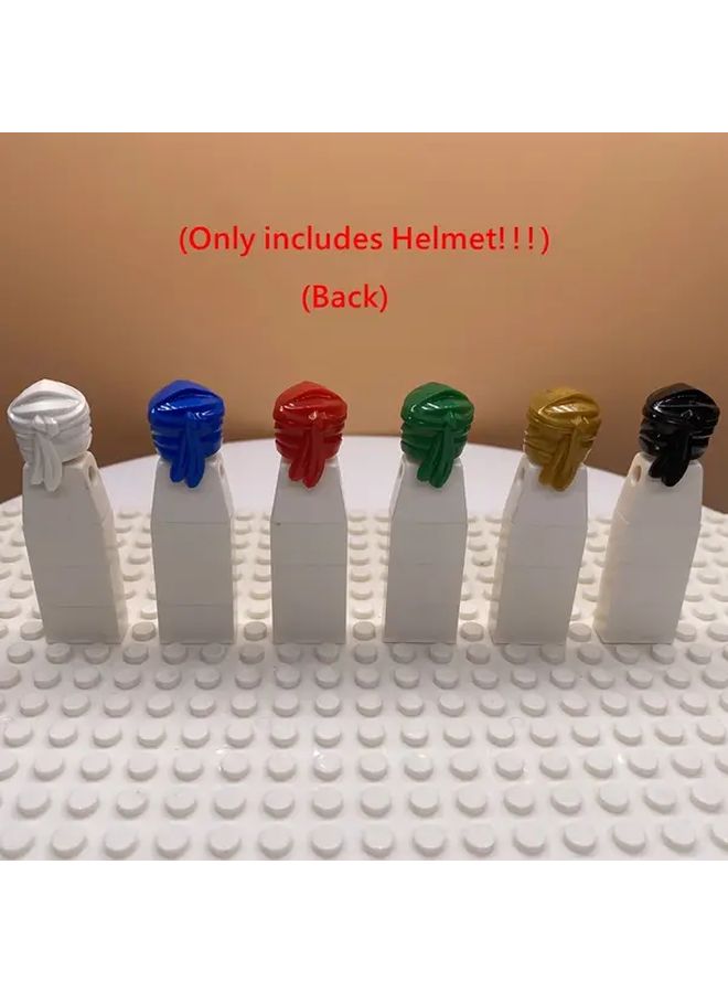 Golden Mini Building Block Sets 9pcs Cartoon Warrior Helmets Hooded Scarf Toy - Image 5