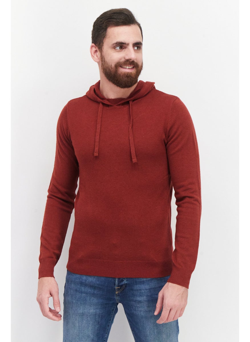 Sorbino Men Drawstring Hooded Long Sleeves Sweatshirt, Maroon  - Image 1
