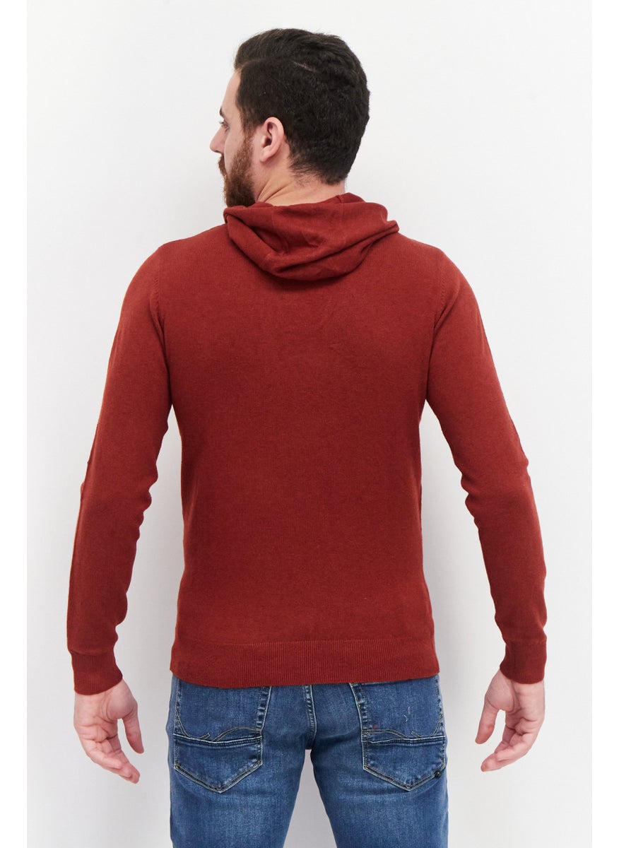 Sorbino Men Drawstring Hooded Long Sleeves Sweatshirt, Maroon  - Image 3