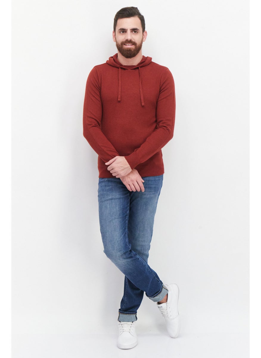 Sorbino Men Drawstring Hooded Long Sleeves Sweatshirt, Maroon  - Image 2