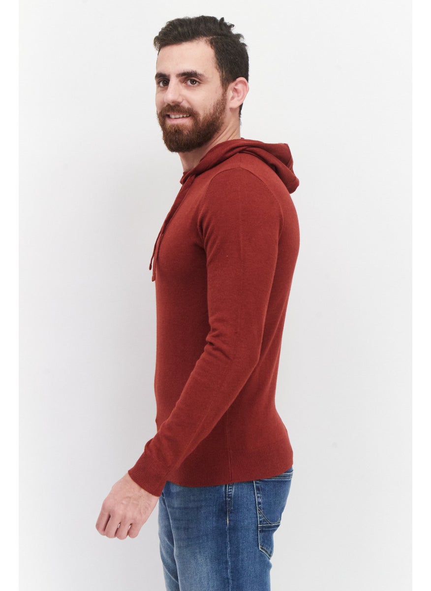 Sorbino Men Drawstring Hooded Long Sleeves Sweatshirt, Maroon  - Image 4