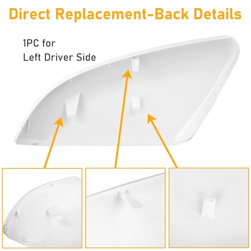 Moonlinks Compatible with 2016-2021 Honda Civic Side Mirror Cover Replacement Passenger Side,Platinum White Pearl for 10th Gen Civic,2019-2022 Insight,RH Sideview Mirror Cap Trim(1PC) - Image 5