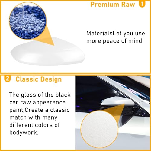 Moonlinks Compatible with 2016-2021 Honda Civic Side Mirror Cover Replacement Passenger Side,Platinum White Pearl for 10th Gen Civic,2019-2022 Insight,RH Sideview Mirror Cap Trim(1PC) - Image 4