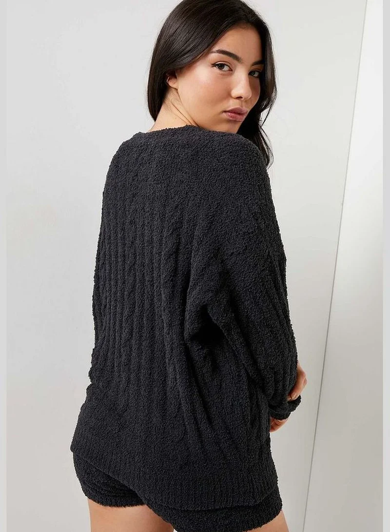 ارديني Cable-Knit Chenille Lounge Cardigan
