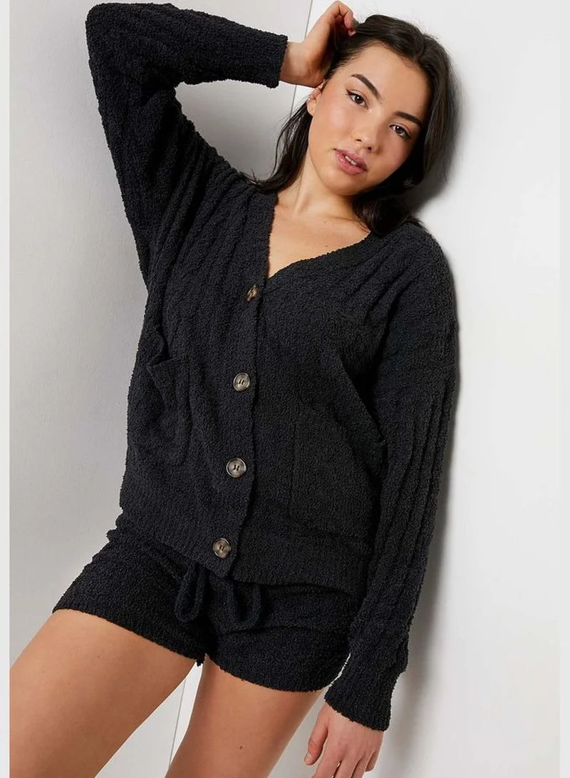ارديني Cable-Knit Chenille Lounge Cardigan