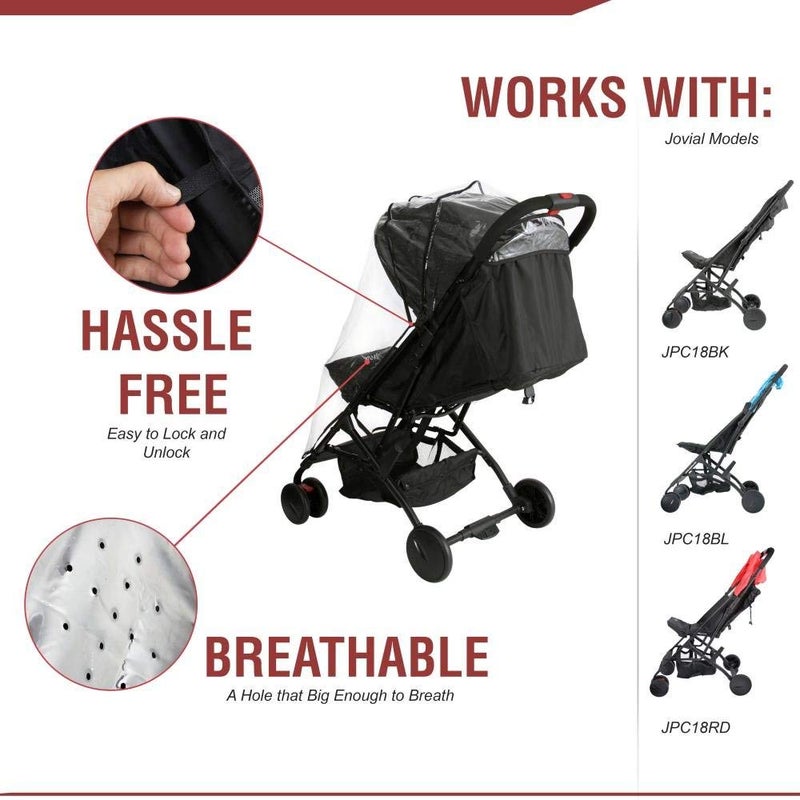 Jovial Breathable Stroller Rain Protective Cover  for Jovial JPC18BK JPC18BL and JPC18RD Portable Baby Strollers  Jovial PRTJPCRC - Image 4