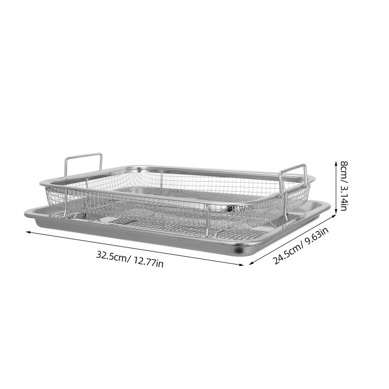 4 pcs Stainless Steel Air Fryer Basket and , Oven Baking Pan Roasting Trays Fries Chicken Air Fryer Tray for Fries, Chicken, Outdoor BBQ - Image 2